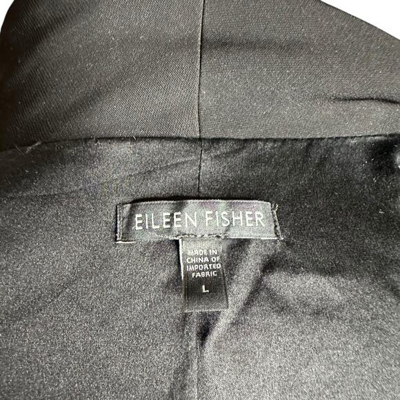 EILEEN FISHER Black Open Front Blazer Jacket Pockets Women's Size Large - Picture 5 of 8